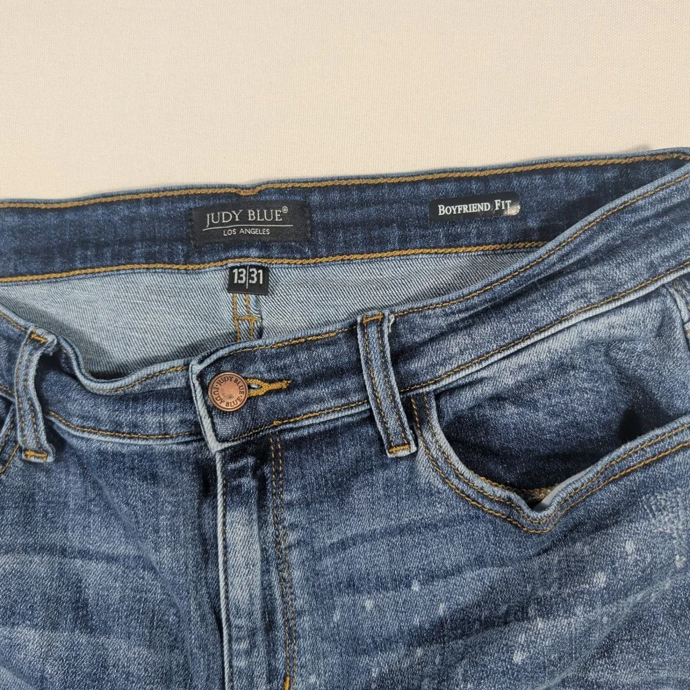 Judy Blue Jeans Womens 13/31 Blue Boyfriend Fit JB82346DK Stretch Medium Wash